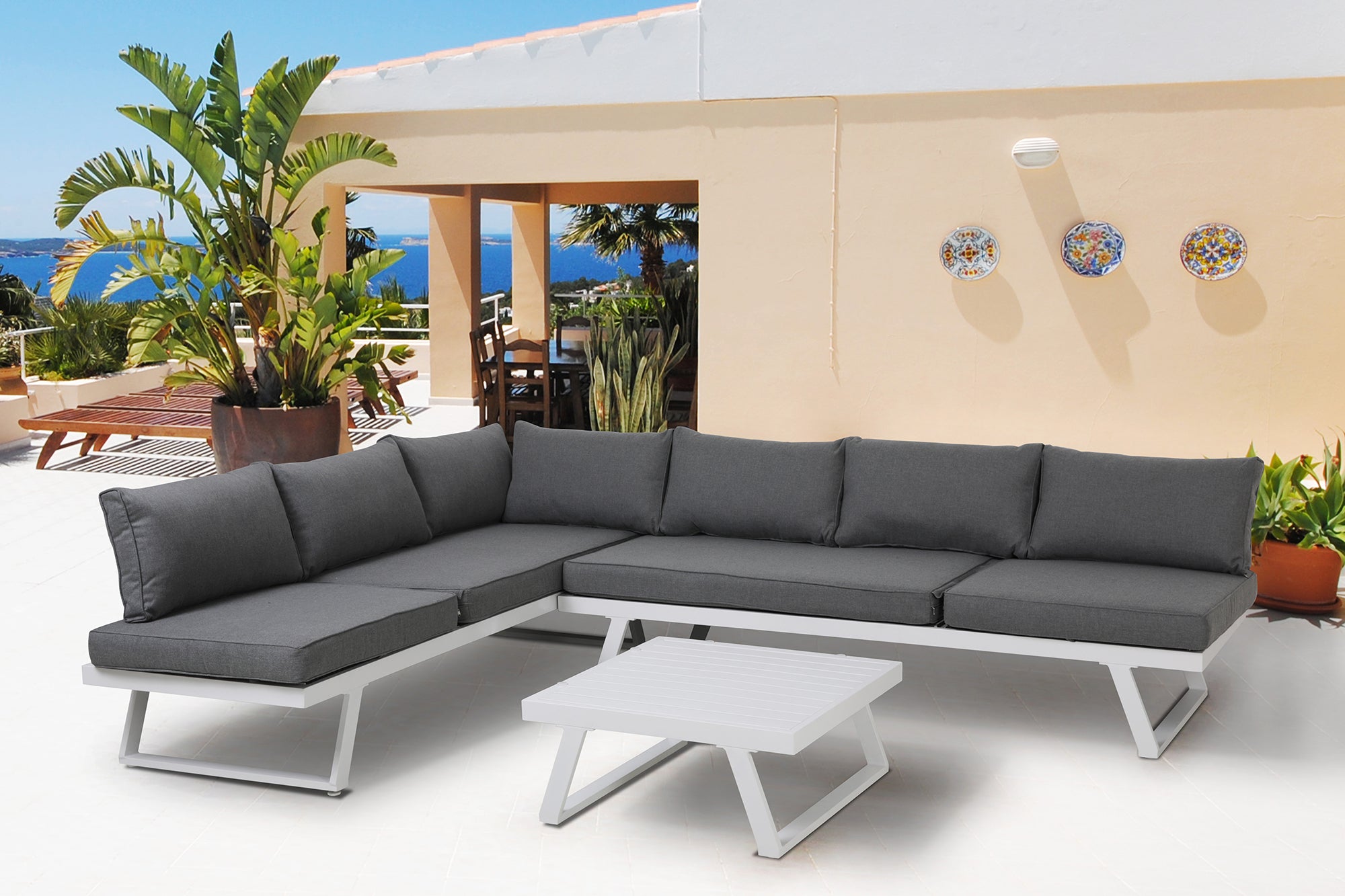 TPFGarden Gartenlounge-Set Yala Ecksofa, 1 Couchtisch, 4 Sitzkissen, 7 Rückenkissen