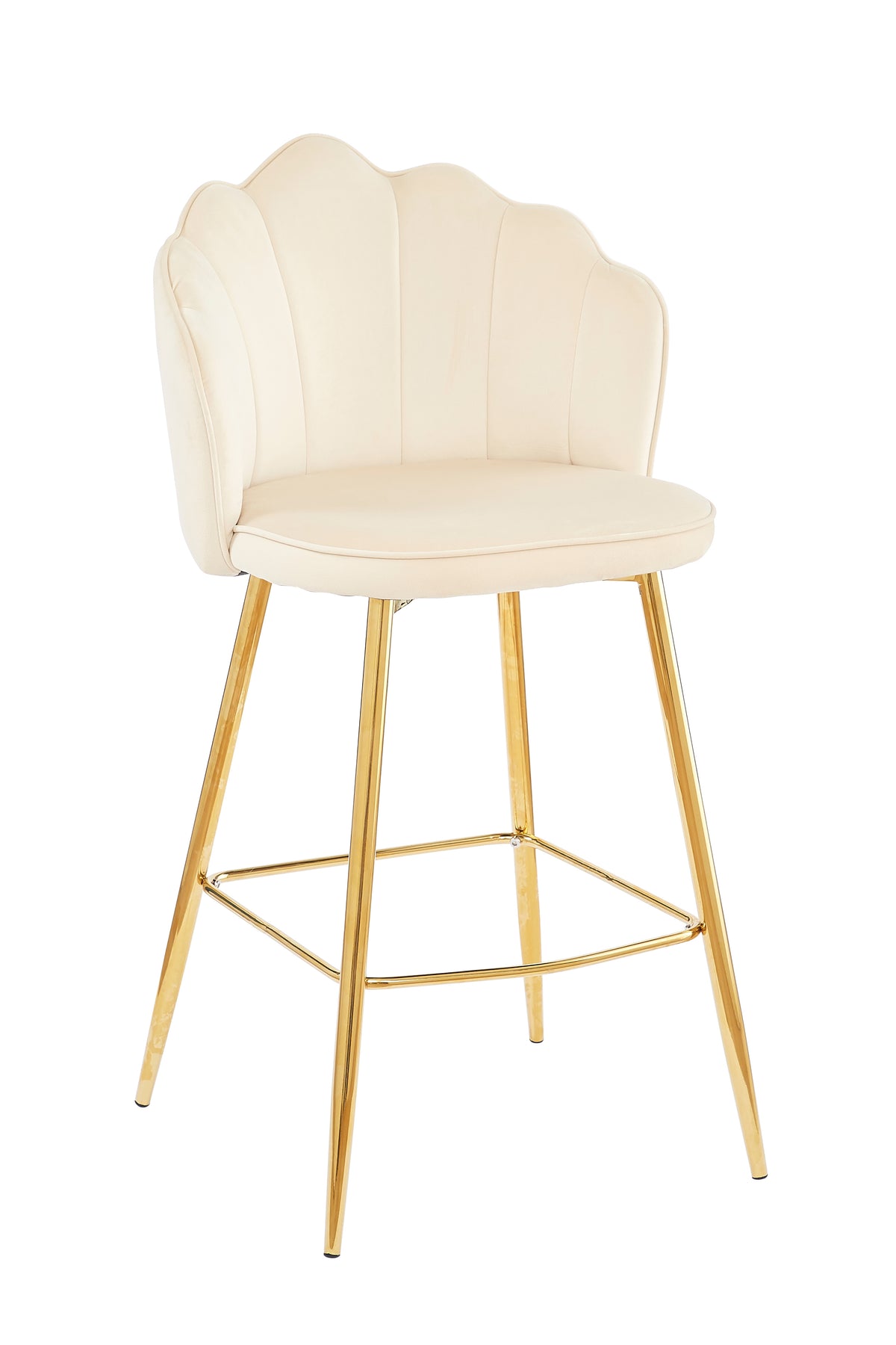 TPFLiving Barhocker Muschu Muscheldesign 2er Set aus Samt
