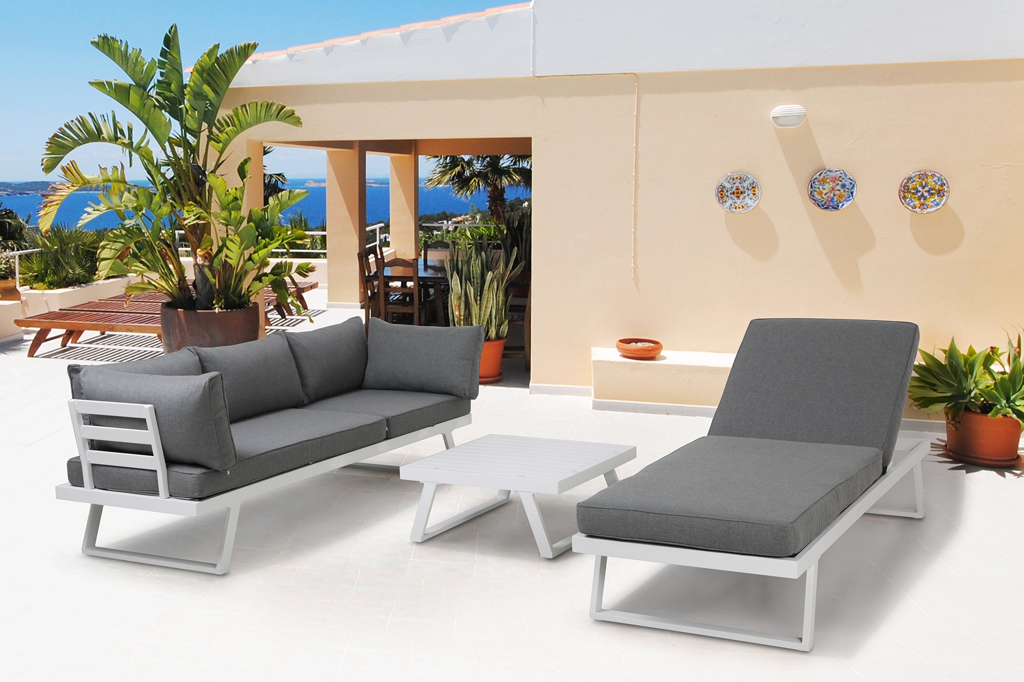 TPFGarden Gartenlounge-Set Yala Ecksofa, 1 Couchtisch, 4 Sitzkissen, 7 Rückenkissen