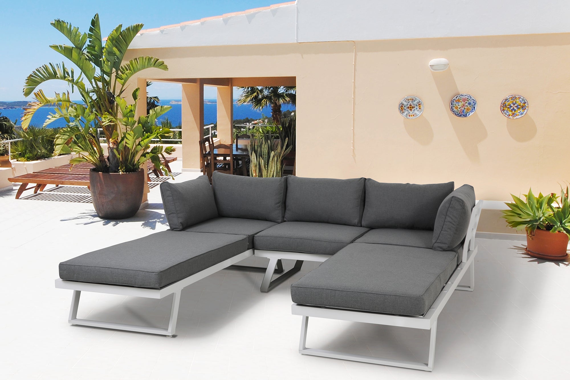 TPFGarden Gartenlounge-Set Yala Ecksofa, 1 Couchtisch, 4 Sitzkissen, 7 Rückenkissen