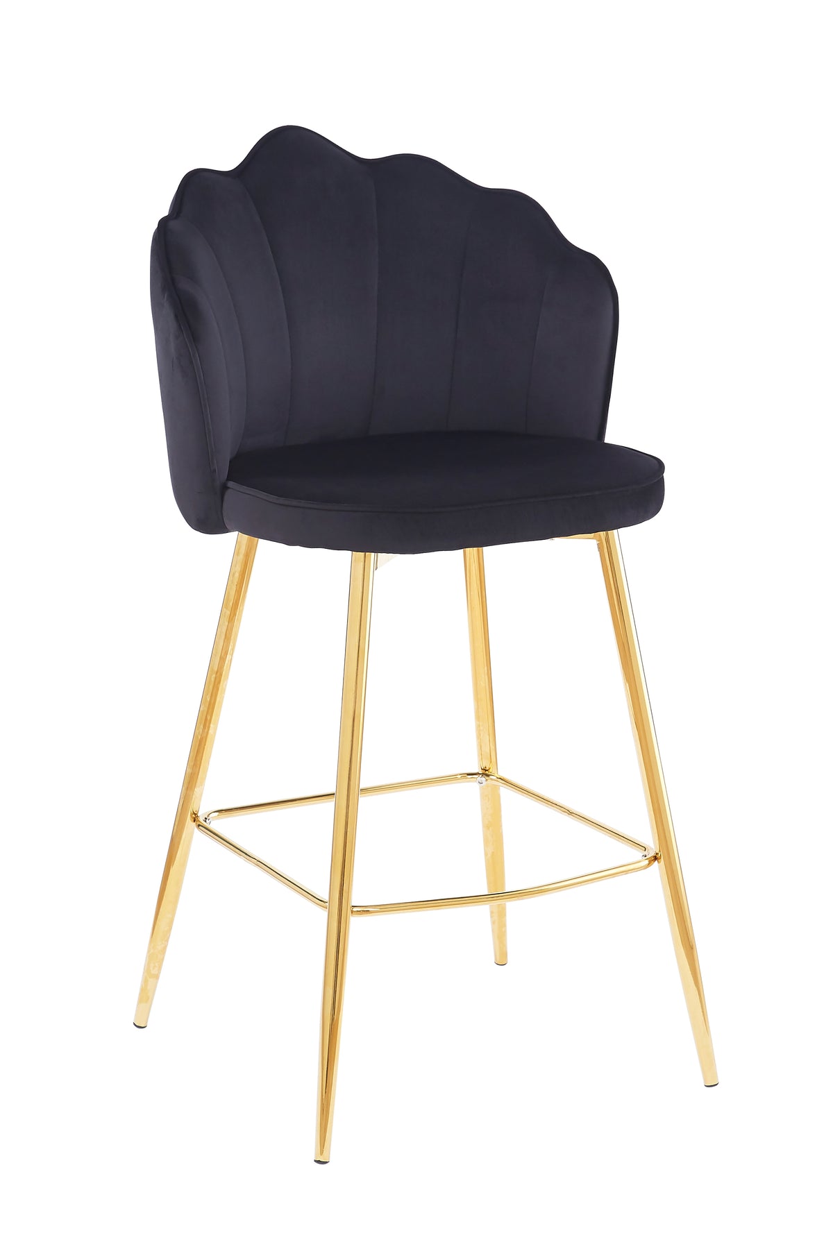TPFLiving Barhocker Muschu Muscheldesign 2er Set aus Samt