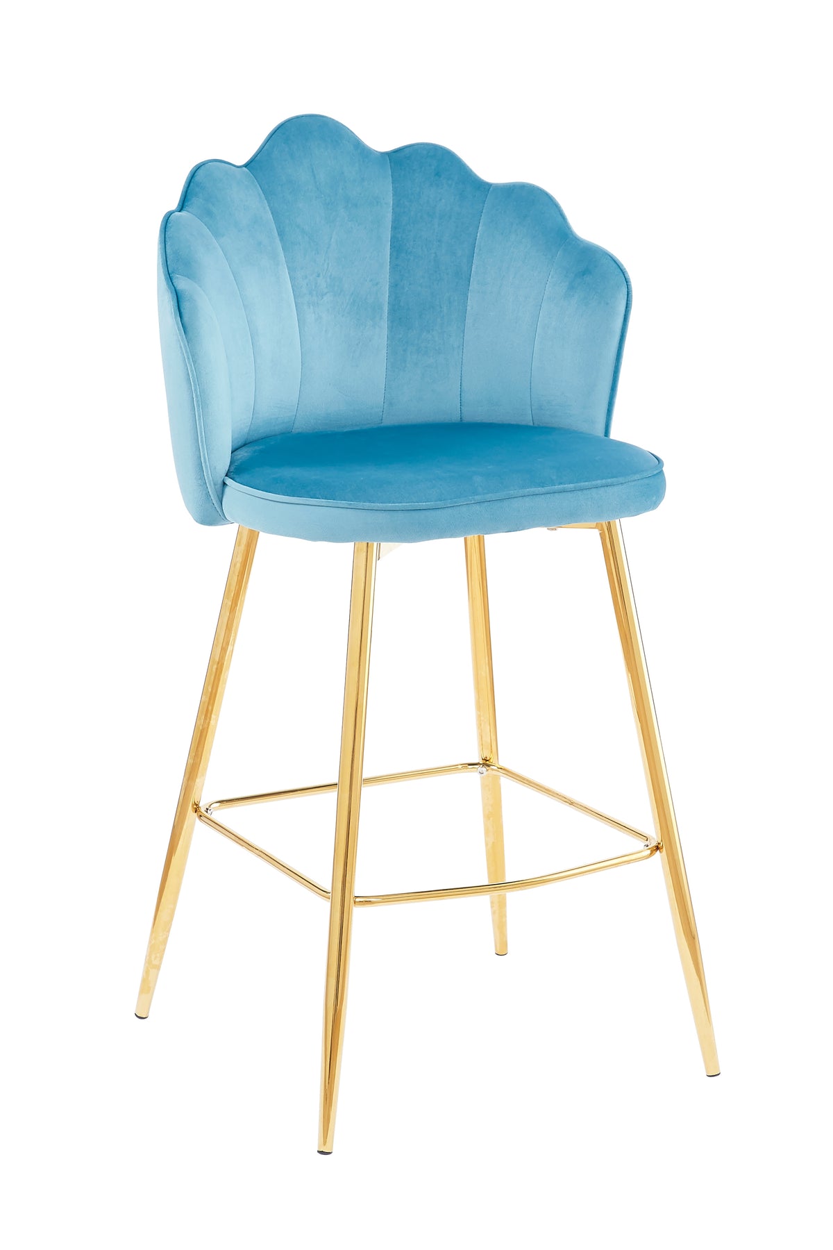 TPFLiving Barhocker Muschu Muscheldesign 2er Set aus Samt