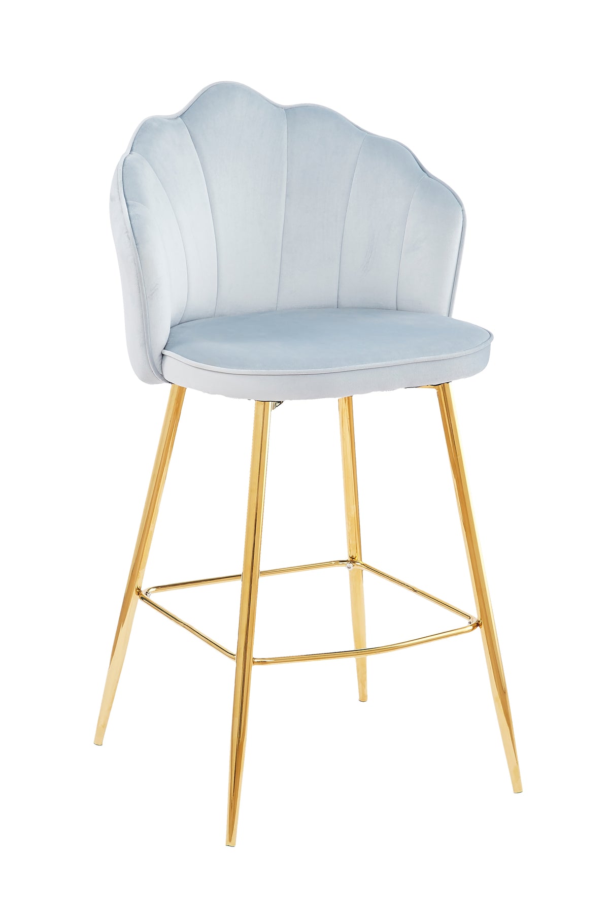 TPFLiving Barhocker Muschu Muscheldesign 2er Set aus Samt