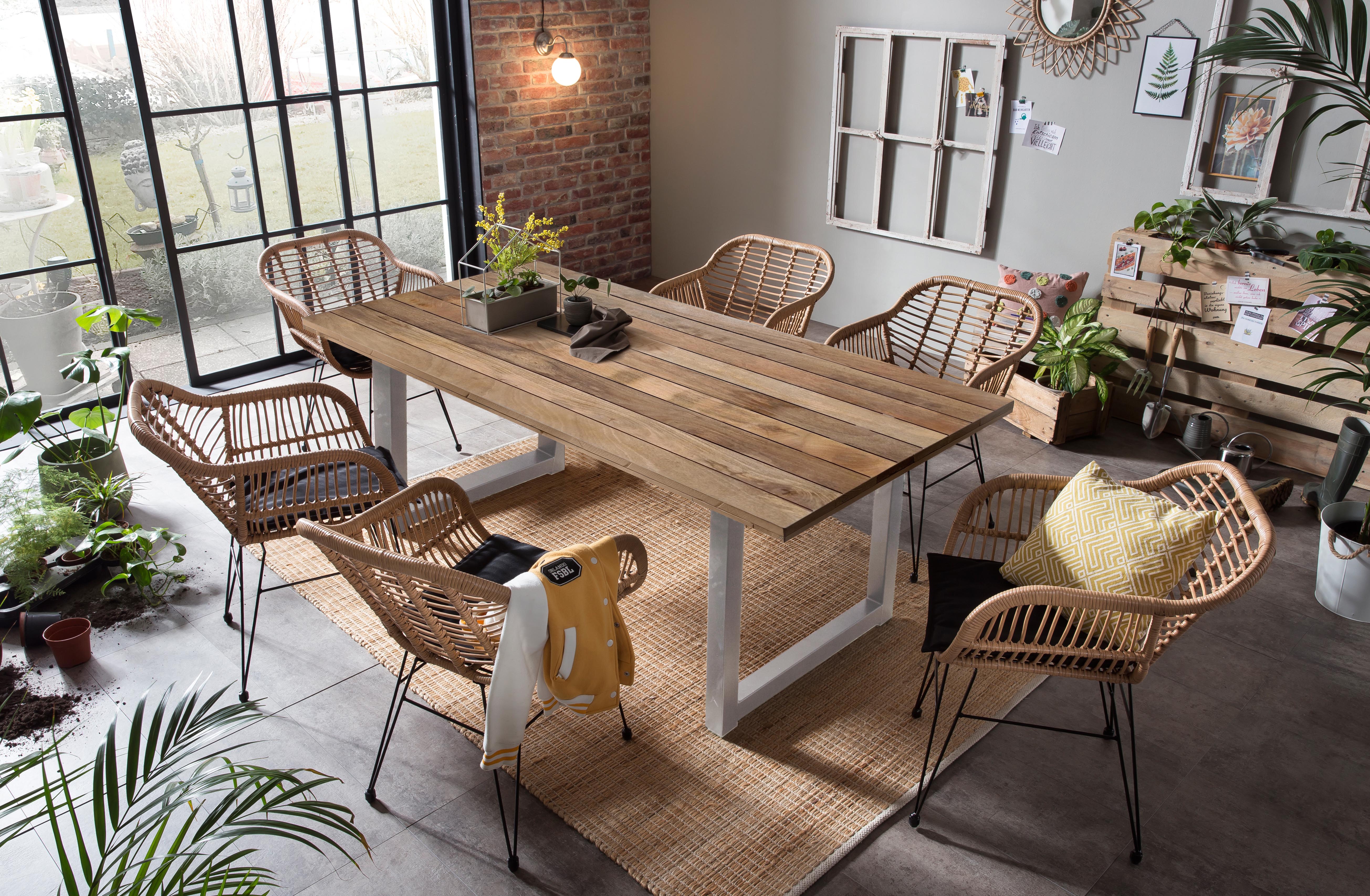 TPFLiving dining room table DAGUR - 180x100 cm - mango top, metal fram –  Traumpreisfabrik