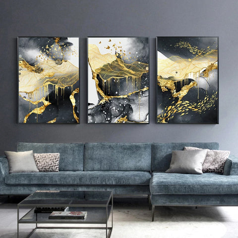 TPFLiving Gold Luxus Poster Leinwand verschiedene Größen - ohne Rahmen - Modell TPFL-LW-12-SET