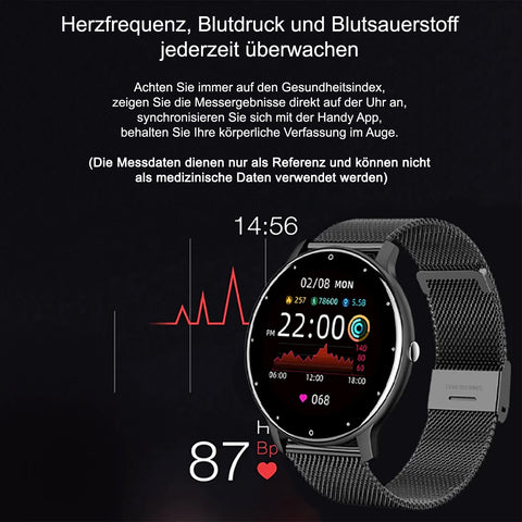 TPFNet Smart Watch / Fitness Tracker IP67 - Milanaise Armband + Silikon Armband - Android & IOS - verschiedene Farben