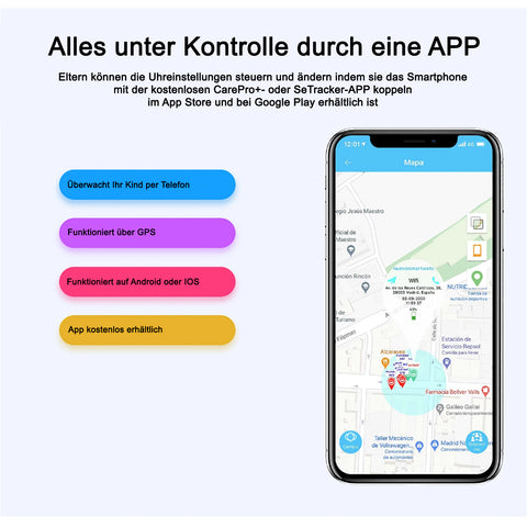 TPFNet Smart Watch für Kinder - IP67 - Silikon Armband - Android & IOS - verschiedene Farben