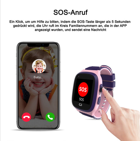 TPFNet Smart Watch für Kinder - IP67 - Silikon Armband - Android & IOS - verschiedene Farben