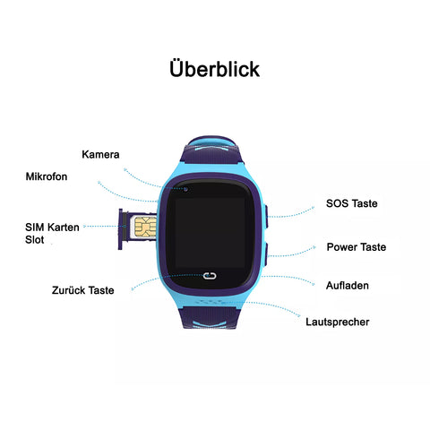 TPFNet Smart Watch für Kinder - IP67 - Silikon Armband - Android & IOS - verschiedene Farben