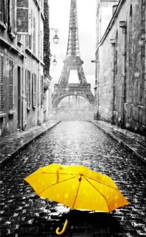 TPFLiving Poster Leinwand Nordic Art Impressionen aus Paris mit gelben Akzenten - OHNE Rahmen - Modell TPFL-LW-28-MB