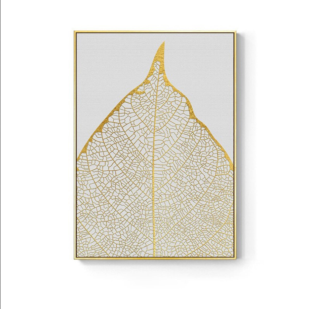 TPFLiving Leinwandbild Kunstdruck - Nordic Art Goldene Blätter - Schwarz Weis Grau - OHNE Rahmen - Bilder Wohnzimmer - Modell TPFL-LW-45-MG