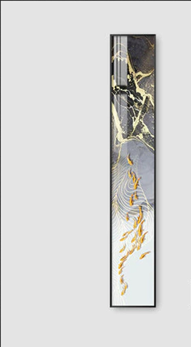 TPFLiving XXL Riesen Luxus Poster Leinwand Hochbildformat / Abstrakte Strukturen in Weis, Blau, Grau, Gold / 6 Motive in 6 verschiedenen Größen - OHNE Rahmen - Modell TPFL-LW-305-ME