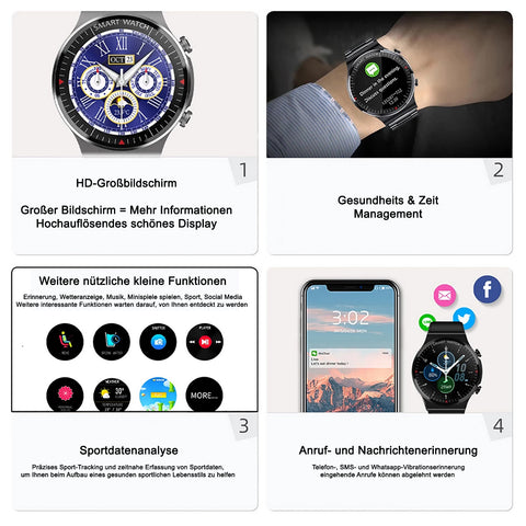TPFNet Smart Watch / Fitness Tracker IP67 für Damen & Herren - Silikon Armband - Android & IOS - Schwarz & Silber