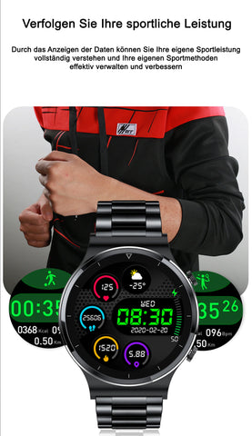 TPFNet Smart Watch / Fitness Tracker IP67 für Damen & Herren - Silikon Armband - Android & IOS - Schwarz & Silber