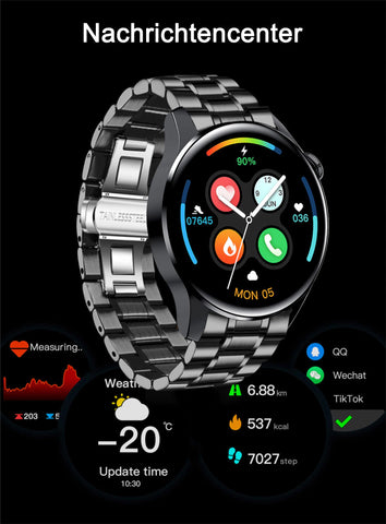 TPFNet Smart Watch / Fitness Tracker IP67 for Women &amp; Men - Stainless Steel Bracelet - Android &amp; IOS - Black &amp; Silver