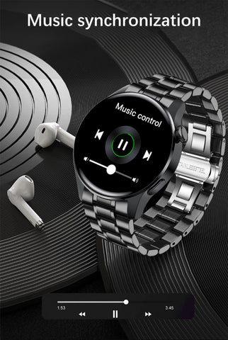 TPFNet Smart Watch / Fitness Tracker IP67 for Women &amp; Men - Stainless Steel Bracelet - Android &amp; IOS - Black &amp; Silver