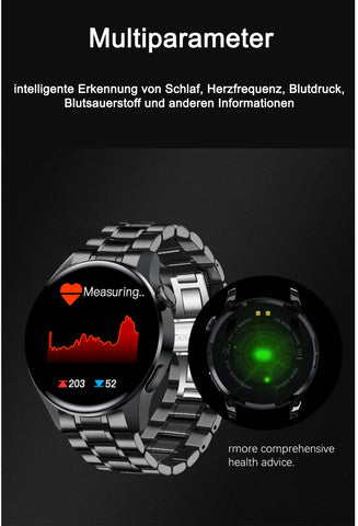 TPFNet Smart Watch / Fitness Tracker IP67 for Women &amp; Men - Stainless Steel Bracelet - Android &amp; IOS - Black &amp; Silver