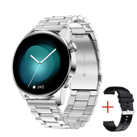 TPFNet Smart Watch / Fitness Tracker IP67 for Women &amp; Men - Stainless Steel Bracelet - Android &amp; IOS - Black &amp; Silver