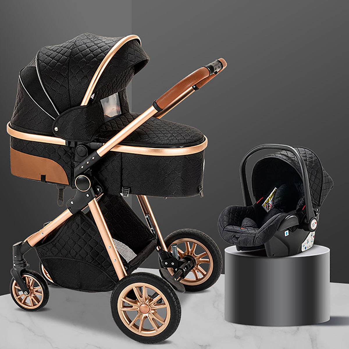 TPFLiving Kombi-Kinderwagen 3in1 Set - Modell 1 Stoff