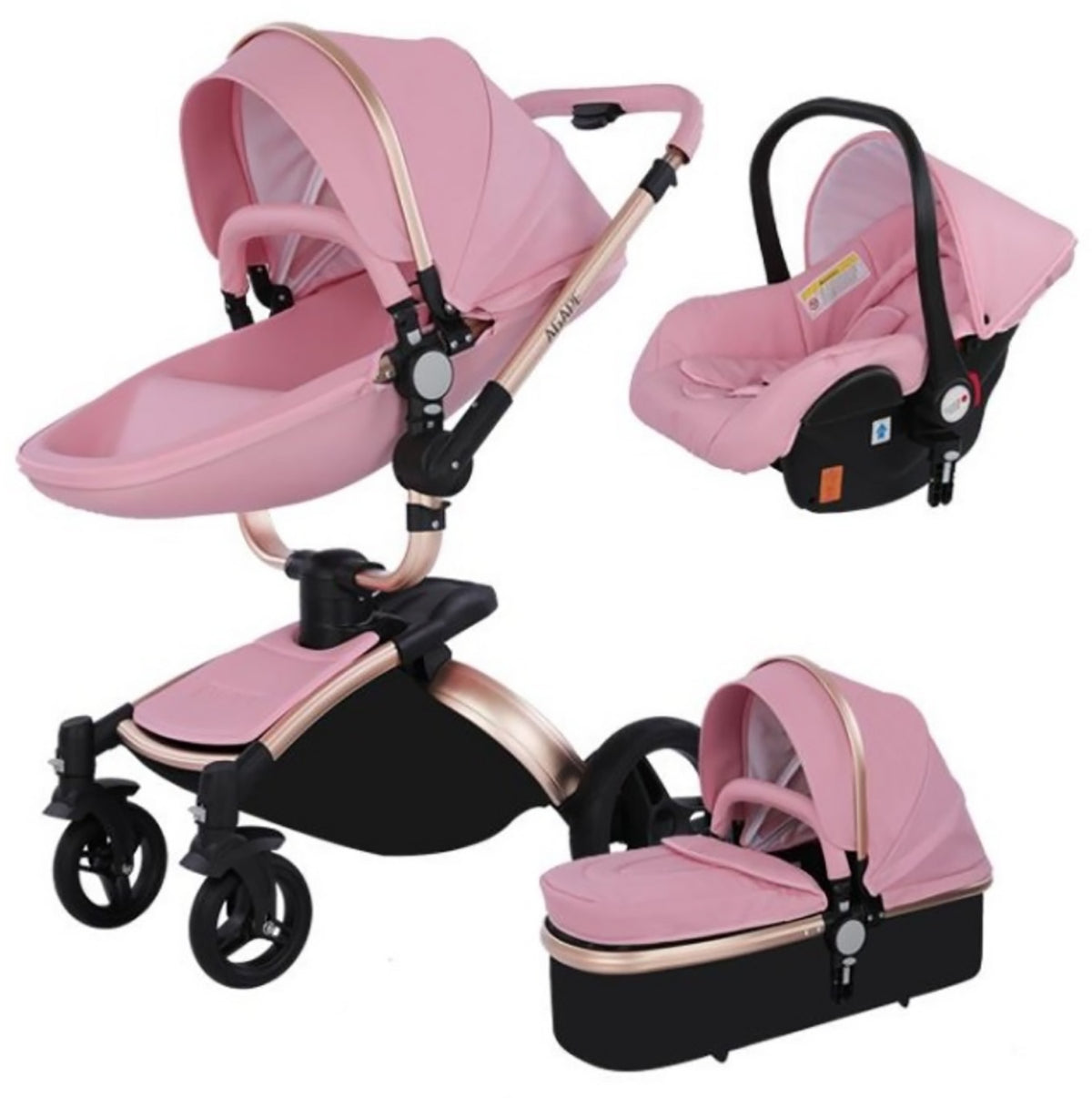 TPFLiving Luxus Kombi-Kinderwagen 3in1 Set - Modell 5 Kunstleder