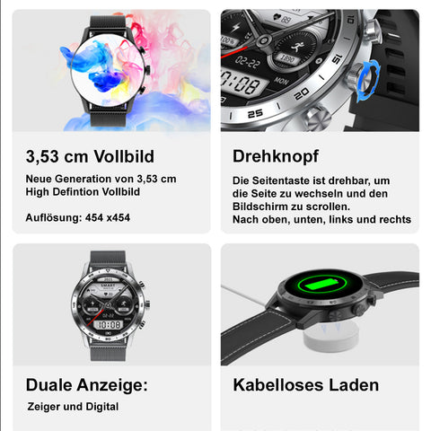 TPFNet Smart Watch / Fitness Tracker IP68 - Edelstahl Armband - Android & IOS - verschiedene Farben