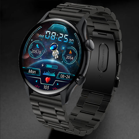 TPFNet Smart Watch / Fitness Tracker IP67 - Edelstahl Armband + Kunstleder & Silikon Armband - Android & IOS - verschiedene Farben