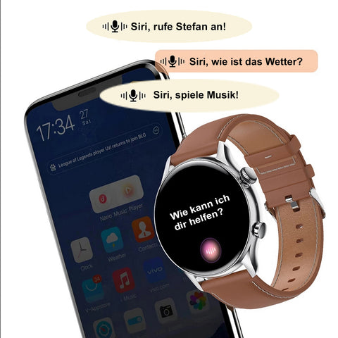 TPFNet Smart Watch / Fitness Tracker IP67 - Edelstahl Armband + Kunstleder & Silikon Armband - Android & IOS - verschiedene Farben
