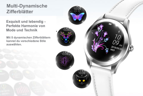 TPFNet Damen Smart Watch / Fitness Tracker IP68 - Kunstleder Armband - Android & IOS - verschiedene Farben