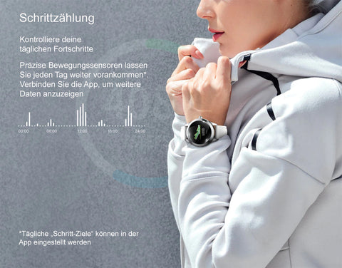 TPFNet Damen Smart Watch / Fitness Tracker IP68 - Kunstleder Armband - Android & IOS - verschiedene Farben