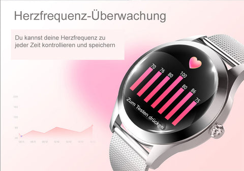 TPFNet Damen Smart Watch / Fitness Tracker IP68 - Kunstleder Armband - Android & IOS - verschiedene Farben