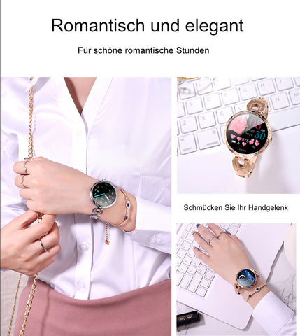 TPFNet Damen Smart Watch / Fitness Tracker IP67 - Edelstahl Armband - Android & IOS - verschiedene Farben