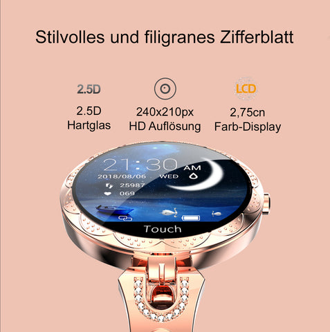 TPFNet Damen Smart Watch / Fitness Tracker IP67 - Edelstahl Armband - Android & IOS - verschiedene Farben
