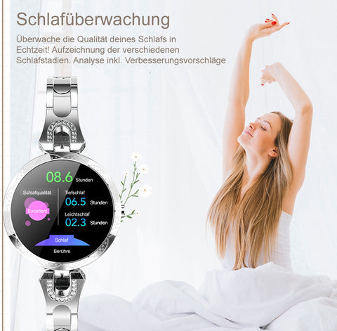 TPFNet Damen Smart Watch / Fitness Tracker IP67 - Edelstahl Armband - Android & IOS - verschiedene Farben
