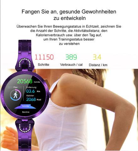 TPFNet Damen Smart Watch / Fitness Tracker IP67 - Edelstahl Armband - Android & IOS - verschiedene Farben