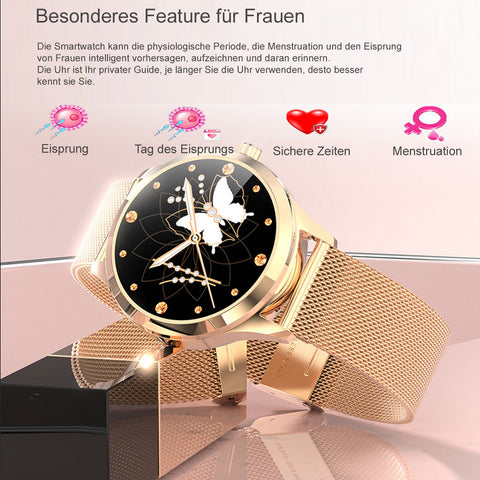 TPFNet Damen Smart Watch / Fitness Tracker IP68 - Milanaise oder Diamant Armband - Android & IOS - verschiedene Farben