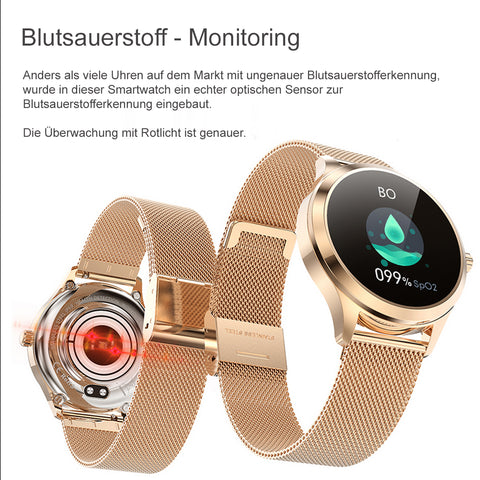 TPFNet Damen Smart Watch / Fitness Tracker IP68 - Milanaise oder Diamant Armband - Android & IOS - verschiedene Farben