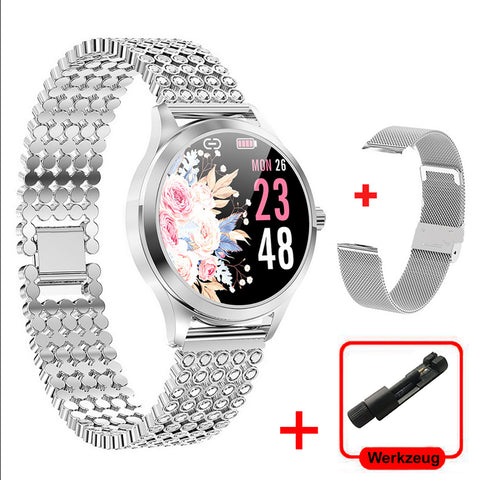 TPFNet Damen Smart Watch / Fitness Tracker IP68 - Milanaise oder Diamant Armband - Android & IOS - verschiedene Farben