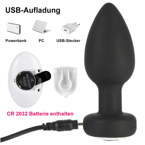 TPFSecret Analplug Vibrator für Männer und Frauen mit Remote Controll - Schwarz