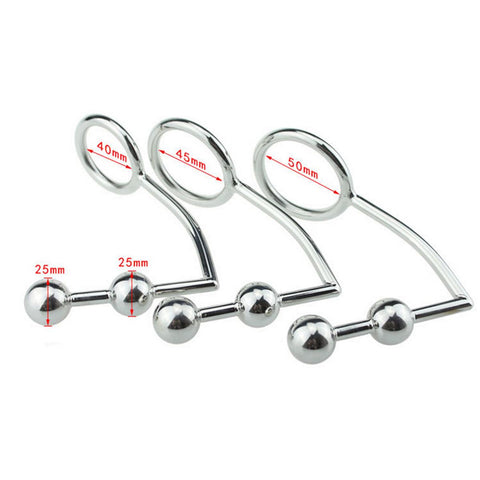TPFSecret anal hook made of stainless steel metal with a 25mm ball and different eyelet diameters