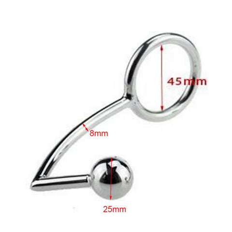 TPFSecret anal hook made of stainless steel metal with a 25mm ball and different eyelet diameters