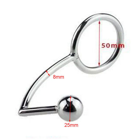 TPFSecret anal hook made of stainless steel metal with a 25mm ball and different eyelet diameters