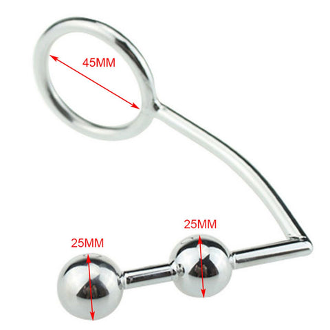 TPFSecret anal hook made of stainless steel metal with a 25mm ball and different eyelet diameters