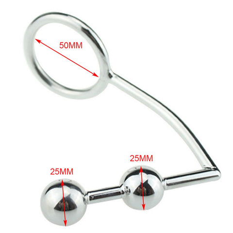 TPFSecret anal hook made of stainless steel metal with a 25mm ball and different eyelet diameters