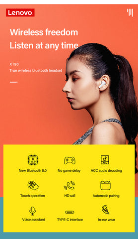 Lenovo XT90 Bluetooth headphones white