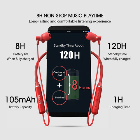 Lenovo HE05 Bluetooth headphones red
