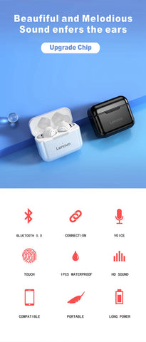 Lenovo QT82 Bluetooth-Kopfhörer Schwarz