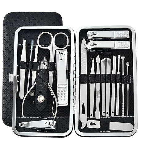 TPFBeauty manicure &amp; pedicure set 19 pieces made of faux leather - various colors