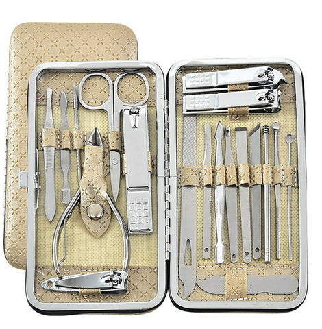 TPFBeauty manicure &amp; pedicure set 19 pieces made of faux leather - various colors