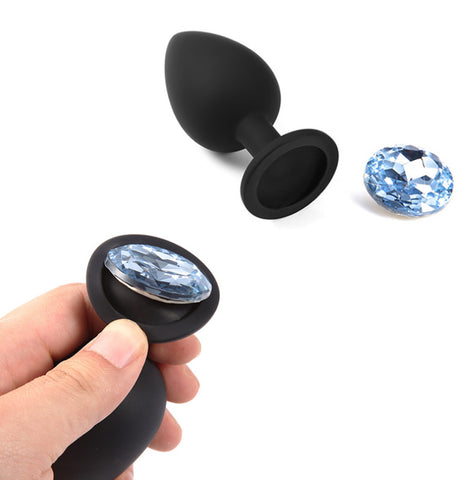TPFSecret Juwel anal plug set of 3 - with red gemstone - silicone black or red