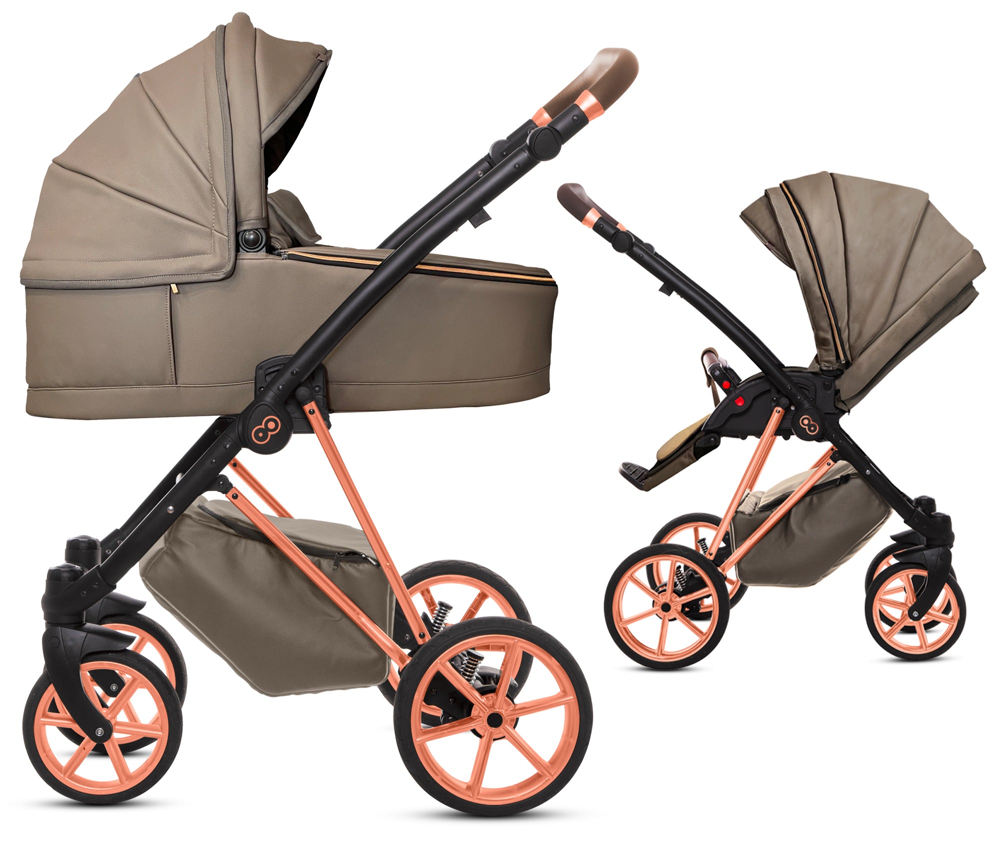 TPFLiving 2in1 Kinderwagen Royal Kunstleder
